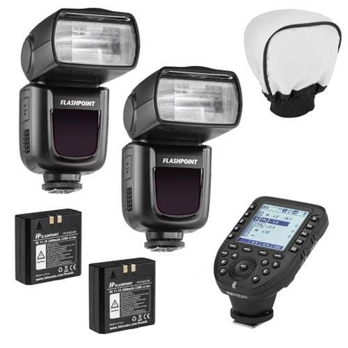 Flashpoint 2X Zoom Li-on R2 TTL On-Camera Flash Speedlight for Canon (V860II-N) + Glow Universal Bounce Diffuser + Flashpoint R2 Pro MarkII 2.4GHz Transmitter for Nikon