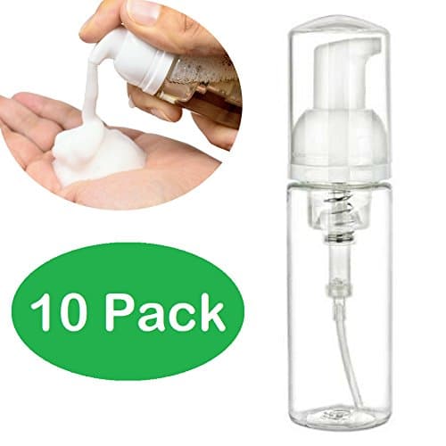 10 Pack Foaming Soap Dispenser 50ml. 1.7oz. Small Mini Travel Size Empty Foam Pump Bottle Dispenser