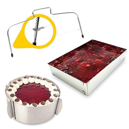 Baking Set Cake Ring Baking Frame Cake Divider – Made in Germany Made of Stainless Steel – Mega Set Baking 3 Pieces for Small and Large, Round and Square Cakes and Cake Creations