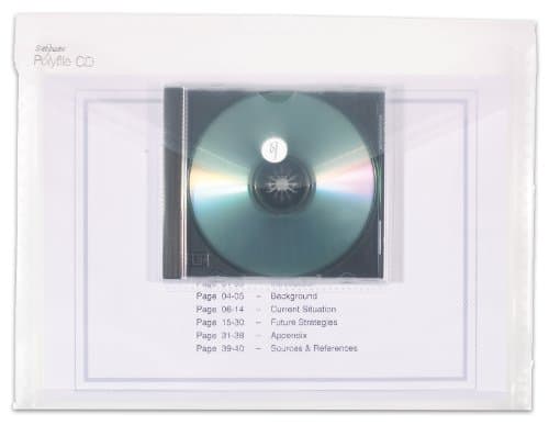 Snopake 13220 Polyfile CD A4 Popper Wallet File with CD Pocket Classic Clear (Pack of 5)