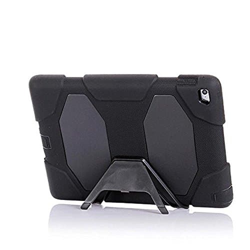 iPad Air 2 Case, Thinkle ONE [Shockproof] Silicone Kids Proof Full Body Protective Cover With Kickstand and Screen Protector for Apple iPad Air 2 (6th Generation) (Black)
