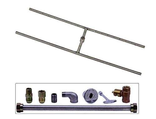Spotix HPC Rectangle H-Burner Fire Pit Burner Kit (FPS-HBSB30KIT-NG-MSCB), 30x8-Inch Burner, Match Light, Natural Gas