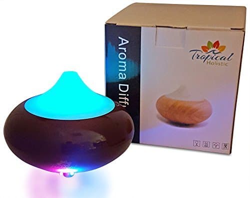 Aromatherapy Electric Essential Oil Diffuser 140 ml by Tropical Holistic with Multi-Color LED Mood Light, Auto Shut Off - Best for Spa, Office, Home, Yoga