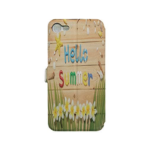 Phone case Compatible with iPhone 7 iPhone 8 3D Printed PU Skin Cover Protection Sleeve,Quote on Wooden Board with Flowers Starfish Shell,Premium PU Leather Magnetic Flip Folio Protective iPhone case