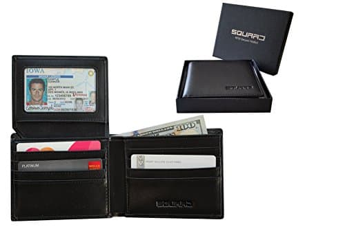 Top Rated RFID Blocking Wallet by Squaad For Best Protection Against Identity Theft | Excellent Credit Card Protector | Genuine Leather Bi-Fold Design with Transparent ID Holder