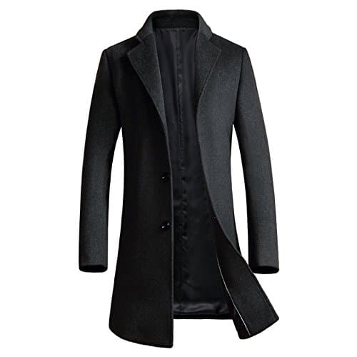 Men's Classic Wool Blend Single Breasted Long Walking Coat (US L(tag Asia 3XL), Gray)