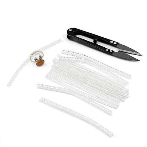 Clear Ring Size Adjuster with Scissors, 15 Pack with 3 Sizes