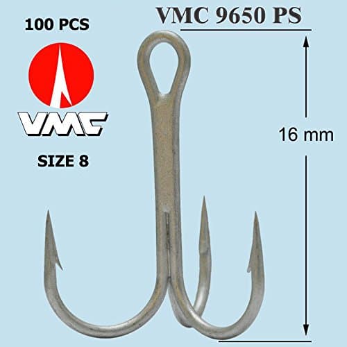 VMC Treble Hooks Pattern 9650PS Size #8 Perma Flying C's Pike Rapala Lures 100pcs