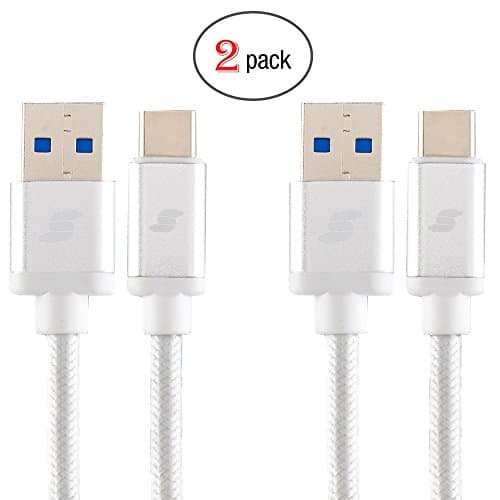 Sinseader two pack 6.6ft Type C to Type A USB C to USB A 3.0 Braided Data Charging Cable for Apple Macbook 12 inch Nexus 5X Nexus 6P Pixel and More USB C Charger Devices silver (MUCAM30-SL-6.6FT2)