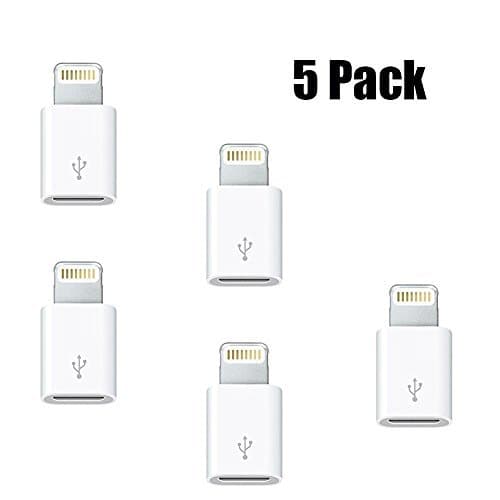 Micro USB to 8 Pin Lightning Converters Android Micro USB Transfer to Apple IOS Lightning Port 5 Pack