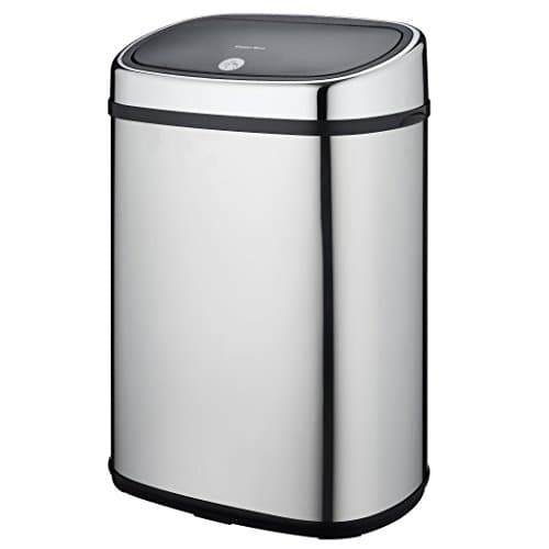 KITCHEN MOVE bat-48ls09-b SS one-Touch Semi-Automatic Square Stainless Steel Chrome Kitchen Bin 50 Litre