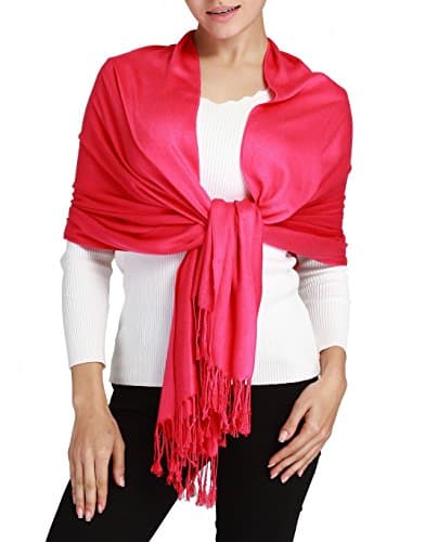 Butterfly Rose Silky Soft Solid Premium Pashmina Shawl Wrap Scarf Stole 78"x 29" (Fuschia)