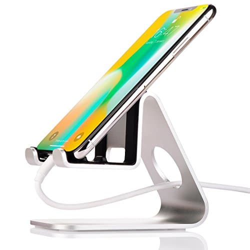 Multi-Angle Cellphone Stand,Jokitech S1 Universal Tabletop Charging Dock Holder for Kindle Fire PaperWhite Nintendo Switch SONY PSP iPad Android Smartphones iPhone X 8 8Plus Accessories Desk -Silver