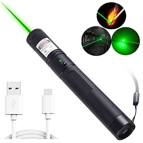 Jemine High Power Green Light Pointer Visible Beam with USB Rechargeable Adjustable Focus for Hunting Hiking