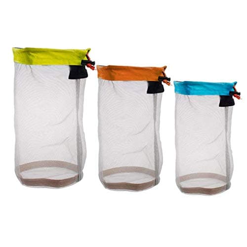 Nylon Mesh Stuff Sack Drawstring Storage Bag for Camping Travelling Hiking Bag Set of 3