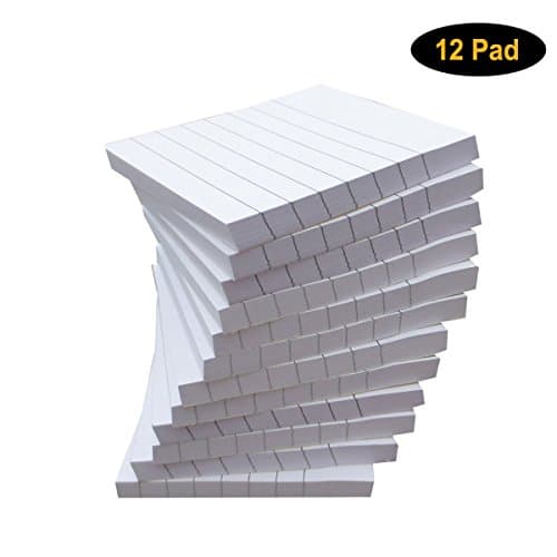 Creatiburg Sticky Note Lined White 3 x 3 Inches 12 Pads, 100 Sheets/Pad, Easy Post Notes Individually Wrapped and Carton Packaging, Great Office and School Supplies