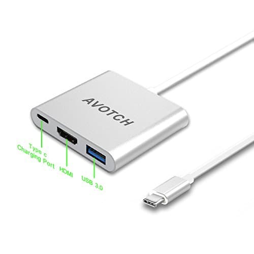 USB-C Digital AV Multiport Adapter,AVOTCH USB 3.1 Type-C to HDMI Adapter 4K , USB 3.0 HUB With 1 Charging Port, for Apple 2017 Macbook Pro with Aluminium Case