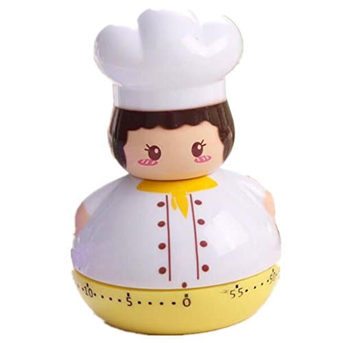 Lucky Beth 60 mins Cute Fat Chef Shape Mechanical Kitchen Timer Cooking Count Down
