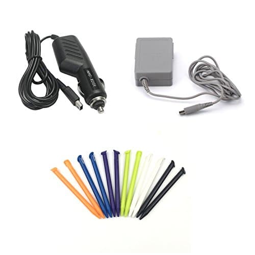 AWASA 3 IN 1 Accessory kit! Ac power adapter wall charger+ Car charger for NEW Nintendo 3DS XL + 12 Packs stylus pen for NEW 3DS XL