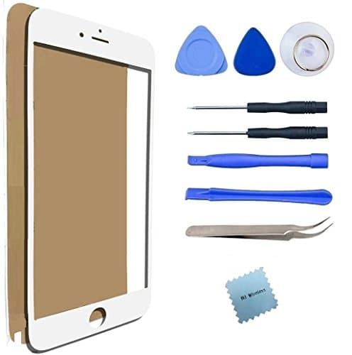 iPhone 7 7s Screen Replacement Glass Lens Broken Repair Kit Tools Adhesive Sticker Tweezers / Microfiber Cleaning Cloth / Lens (White)