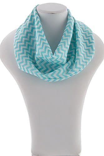 Fun and Versatile Teal and White Chevron Infinity Scarf