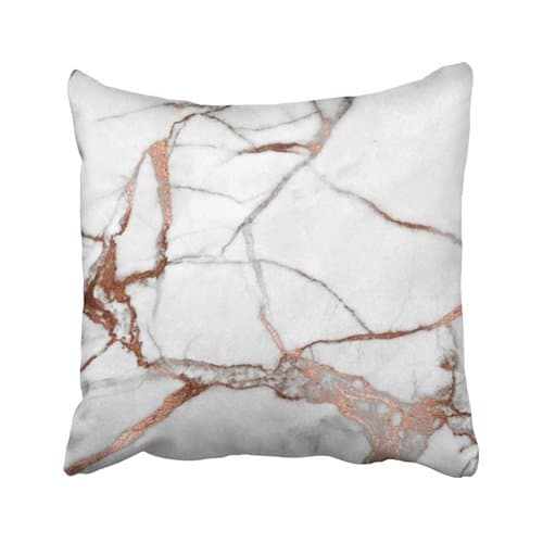 SandyHome Customized Throw Pillow Covers Design Marble Stone Abstract Rose Gold White Gray Copper Soft Zippered Cushion Case Decorative 18X18