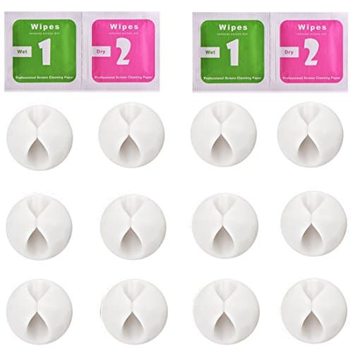 Cable Clips,Binds Cables,12 piece Cord Management for Wire Clips System,Desktop Cable Organizer for Multipurpose Cord Clips, Cable Tie Holder With Strong Self Adhesive-White-From Bluegogo.