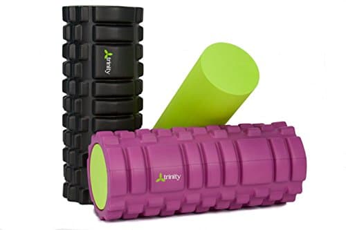 Trinity Yoga Foam Roller 2-in-1 Deep Tissue Massage Grid Exercise Roller (Pink/Lime)