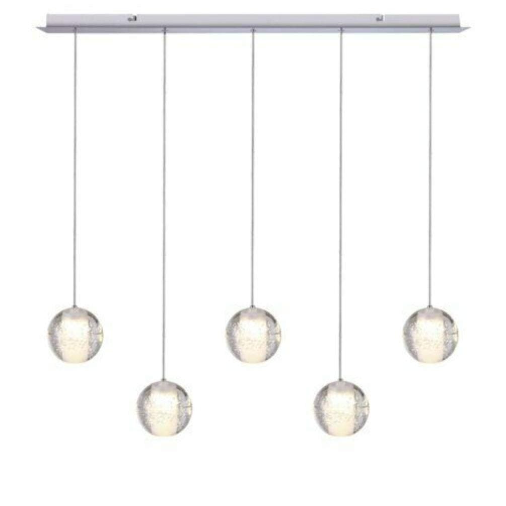 Modern Lighting Crystal Bubble Ball Ceiling Pendant Light Island Kitchen Lighting Fixtures LED Halogen G4 Bulbs 110V Included (5-Lights Warm Bulbs)