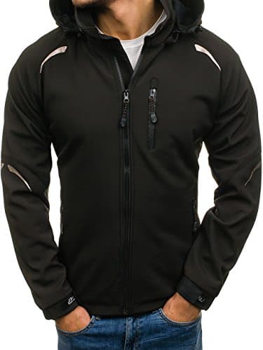 BOLF Men's Softshell Jacket Transitional Hood Outdoor Front Zip [4D4]