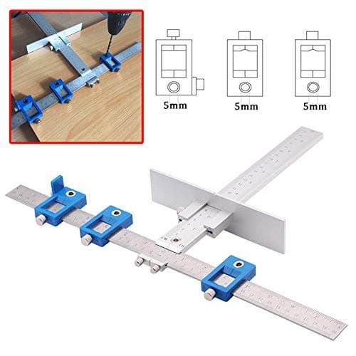 Leijing Cabinet Hardware Jig for Handles and Knobs, Drawer Guide Jig on Doors and Drawer Fronts, Fastest and Most Accurate Drawer Knob Pull Drilling Templates Jig Tool, Improve for inch Scale (Silver)