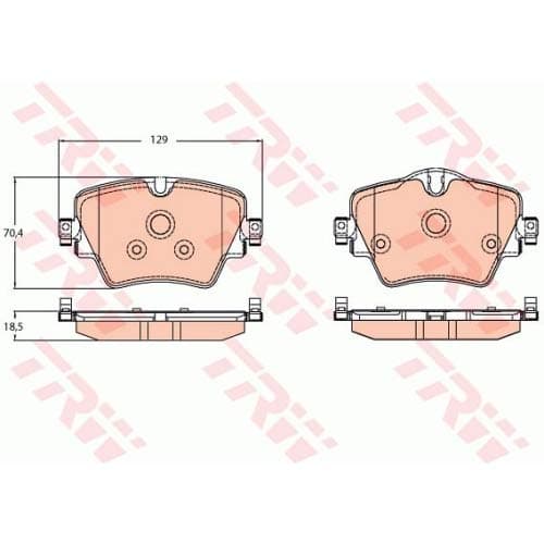 Replacement TRW Front Brake Pads (Full set for Front Axle) GDB2098