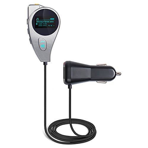 Bluetooth FM Transmitter, Wireless In-Car FM Transmitter Radio Adapter Car Kit with Dual 5V/2.1A USB Car Charger, AUX Port Support TF Card USB Flash Drive - Magnetic Car Mount holder