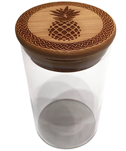 Pineapple Jar 250ml Bamboo Glass Stash Jar Refillable Storage Container Air Tight Seal Smell Proof Jars (Pineapple)