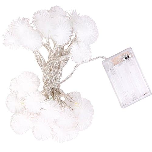 Pansdore 30 LED Chuzzle Ball Christmas Light, Battery Box with Timer Function, 10ft Decoration Waterproof Rope Light for Home,Garden,Wedding and Party. (Mulit color)