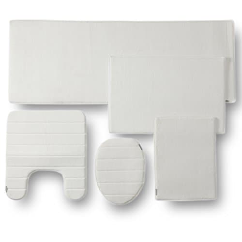 5PC MEMORY FOAM BATHROOM SET COMBO - WHITE FROST