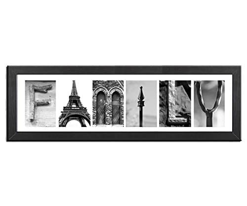 Creative Personalized Imagine Letter Art Frame with six (6) 4x6 inch clip frames, Wooden Frame