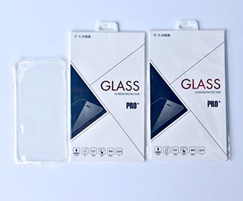 BUNDLE. 2 Tempered Glass Screen Protector and 1 World's Thinnest Ultra Flexible Silicone Cover Case for iPhone 6, 6S, 6 Pus/ 6s Plus, 7, 7 Plus (7 Plus)