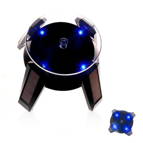 LED light with solar rotation type figure stand! ! Solar small turntable! Collection for display rotation stage (black) [Cat Hand] (japan import)