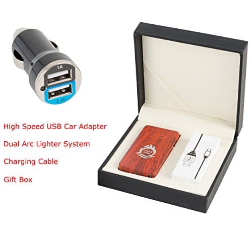 Ultimate Survival Lighter with Dual Arc Technology USB Rechargeable, Completely Windproof Flameless Durable and Safe with Free Dual USB Car Charger Adapter