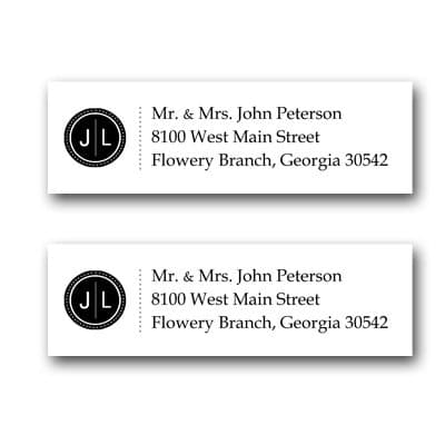 120 Personalized Custom Circle Monogram Address Mailing Labels Size (2-5/8 X 1) by Rile Designs