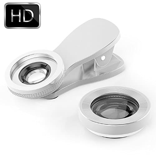 NATAMO 3-IN-1 Cell Phone Camera Lens Kit Include 140 Degree Wide Angle &amp; 15X Macro Lens &amp; LED Selfie Flash Light Universal HD Clip-on Camera lenes for SmartPhone Tablet Laptop