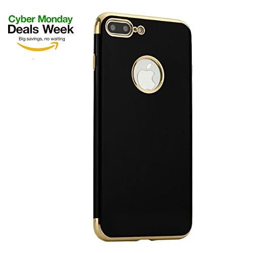 Iphone 7 Plus Case by FEDOLI ✮ A Luxury Black Silicone Case with Chrome Gold Plating for Stylish Person ✮ Premium Quality Product (Chrome Gold)
