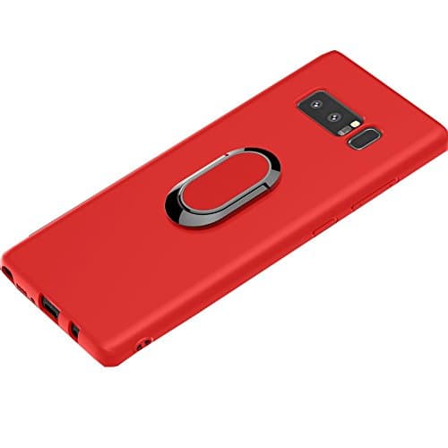 Homring Galaxy Note 8 Stand Case,360 Degrees Rotation with Ring Grip Holder Soft TPU Phone Cover for Samsung Galaxy Note 8 6.3 inch, Compatible for Car Magnet Mount Stand (Red)
