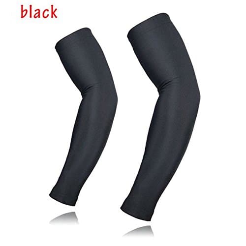 NEW PREMIUM 2pc/set Arm Compression Sleeve NO LOGO - SUPERB for Football, Basketball, Baseball, Soccer, Golf, Tennis, Hockey, Rugby, Bowling Etc. (Medium, BLACK)