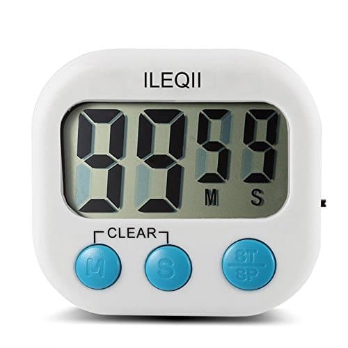 Kitchen Timer Large Digital LCD Display Clear Digits Magnetic Back w/ Stand Loud Countdown Alarm Clock Minute Second Stop Watch for Cooking Baking Included Battery White