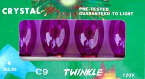 C-9 Purple Transparent Replacement Bulbs for Twinkle Lights or Blinking Lights