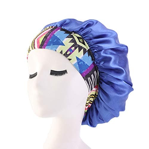 Sleeping Cap Salon Bonnet, Soft Silky Night Hat Head Cover Hair Loss Chemo Caps for Women Girls (blue)