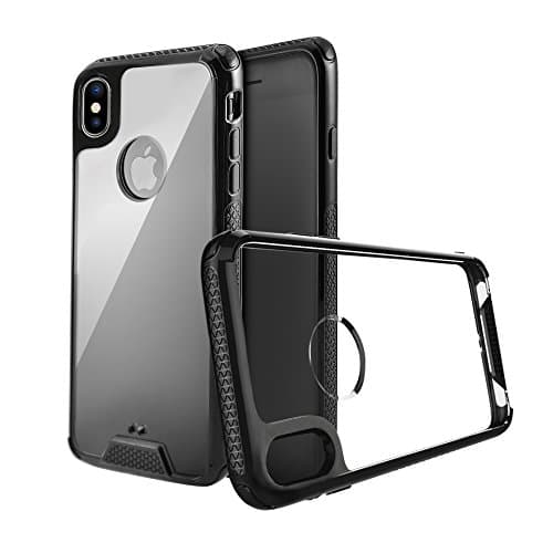 RILLO Razor Thin Fit Black Slim Case made for iPhone X Crystal Clear Back with Air Cushion and Drop Tested Shockproof with extreme protection, Non Slip Grip Design
