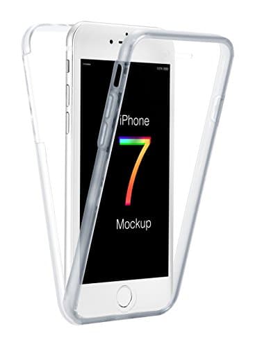 Uniachieve iPhone7plus for iPhone 7 Plus Case, Soft TPU Built-in Screen Protector 2 Full Silicone Protective Clear Ultra Slim Cellphone Case Cover Transparent - White